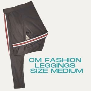 Black leggings with red and white stripes  Fashion sz M